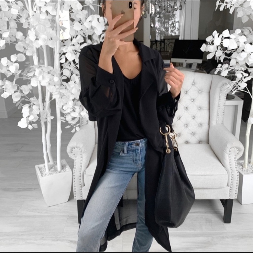 (NEW) ekAttire Sheer Black Trench